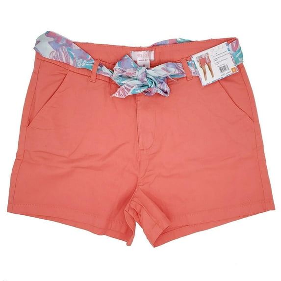 Stella Parker Women's Stylish Belted Short w/ Printed Waist Scarf Coral Size 14