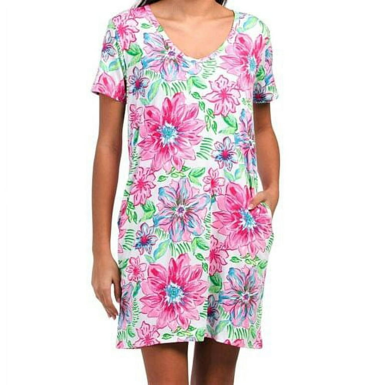 Stella Parker Women's Upf 30+ Garden Floral Print Beach Cover-up Mini Dress  - Walmart.com