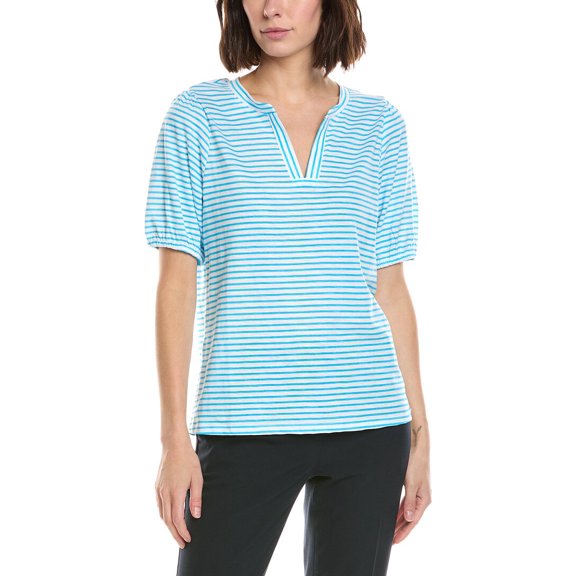 Stella Parker womens Caroline Notch Neck Puff Sleeve Top, s, Blue