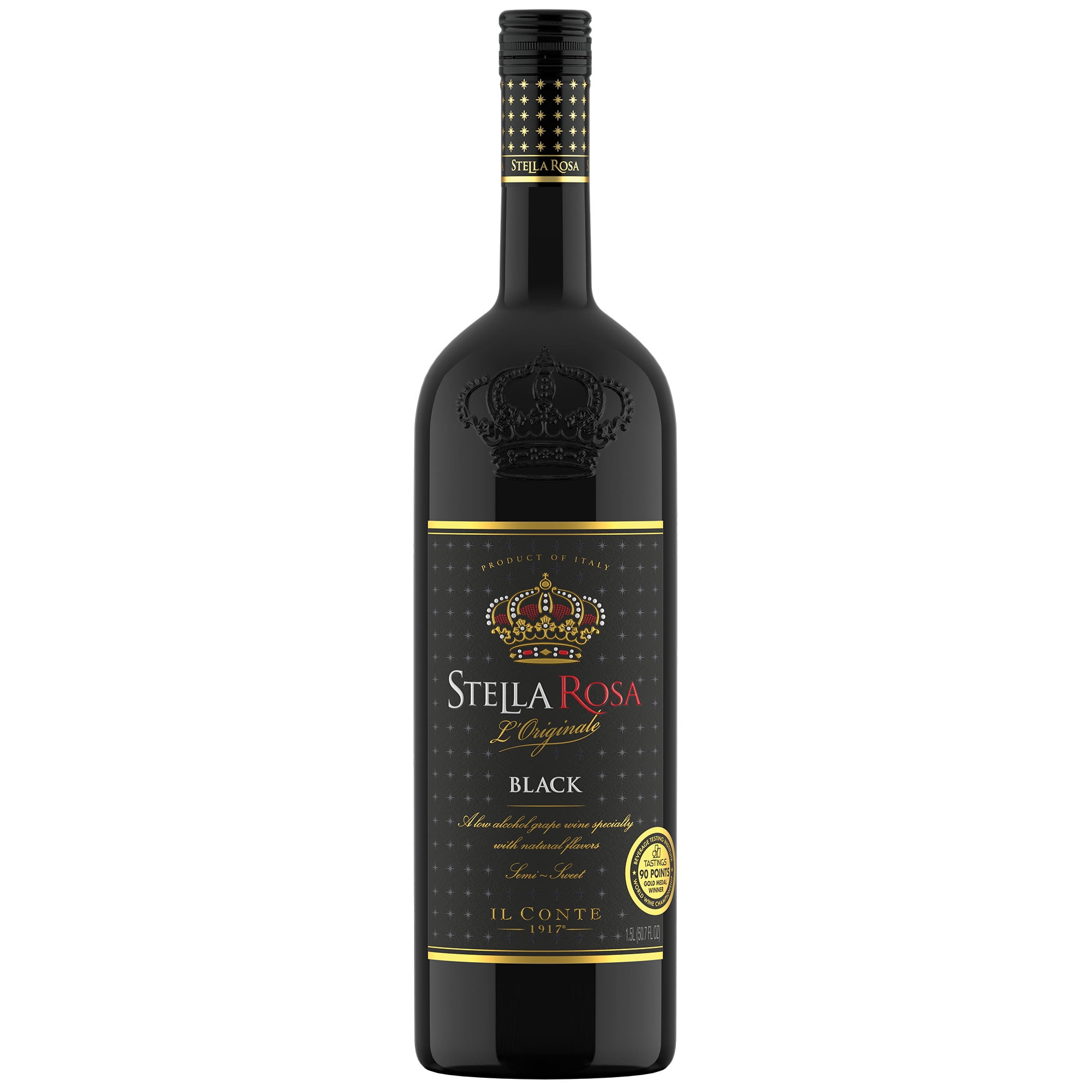 Stella Rosa Black Semi-Sweet Red Wine, 1.5L Glass Bottle, Piedmont Italy