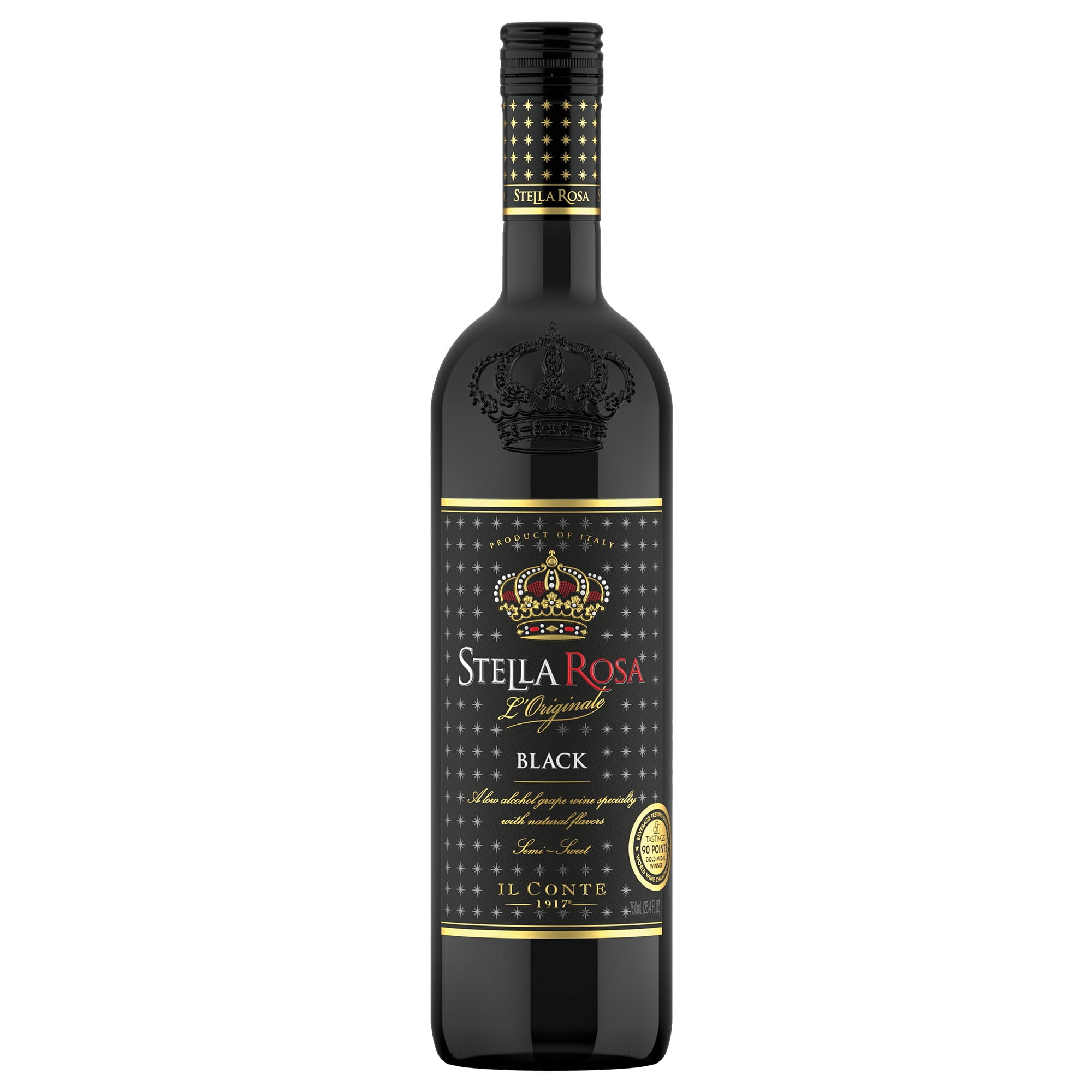 Stella Rosa Black Semi-Sweet Red Wine, 750ml Glass Bottle, Piedmont Italy