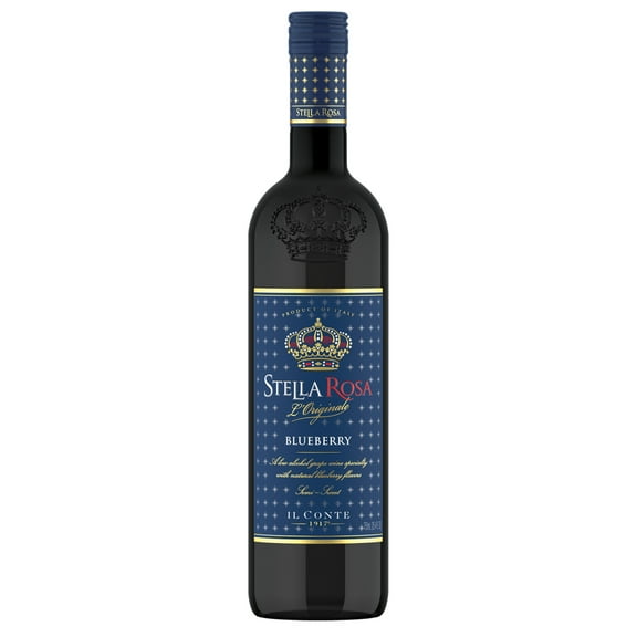 Stella Rosa Blueberry Red Wine 750ml Glass Bottle, Semi-Sweet, 5% ABV, Piedmont Italy