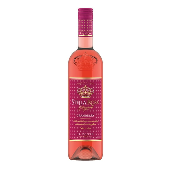 Stella Rosa Cranberry Semi-Sweet Red Wine, 750ml Glass Bottle, Piedmont, Italy, Serving Size 5oz