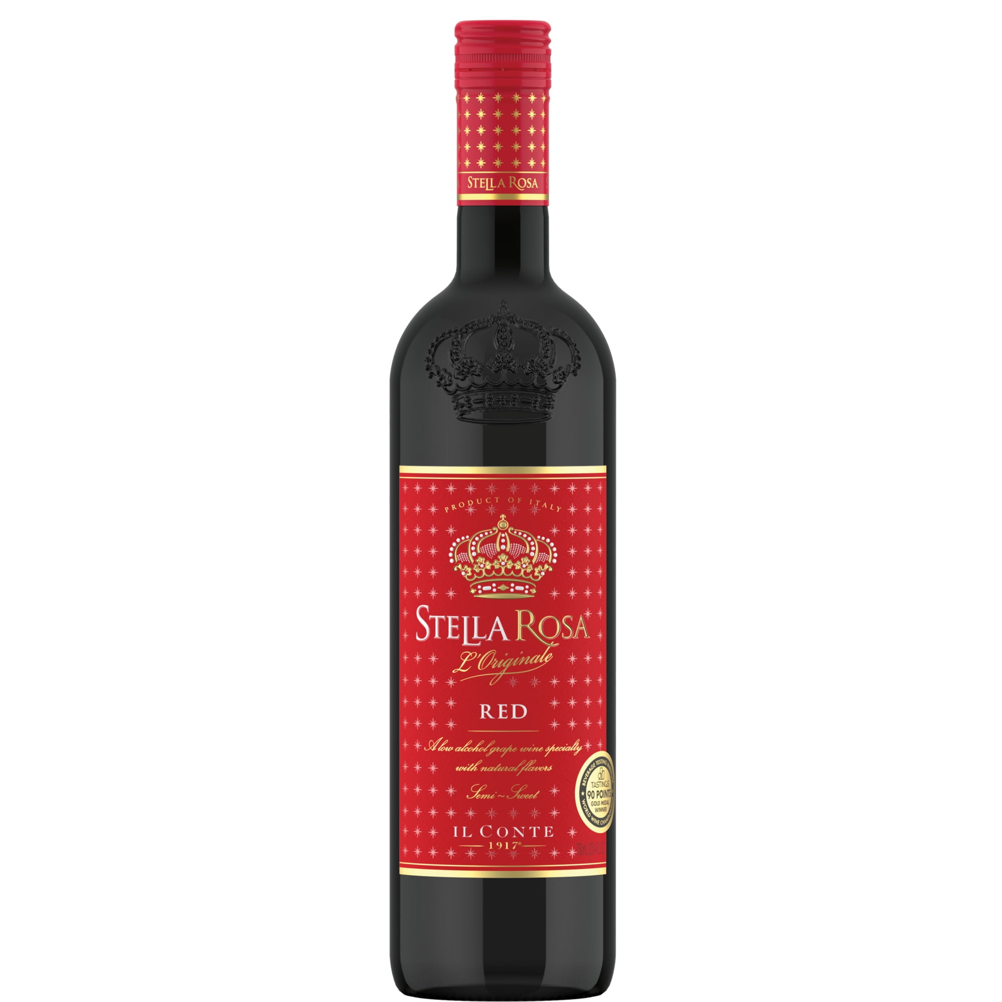 Stella Rosa Red Semi-Sweet Semi-Sparkling Red Wine, 750ml Glass Bottle, Piedmont, Italy
