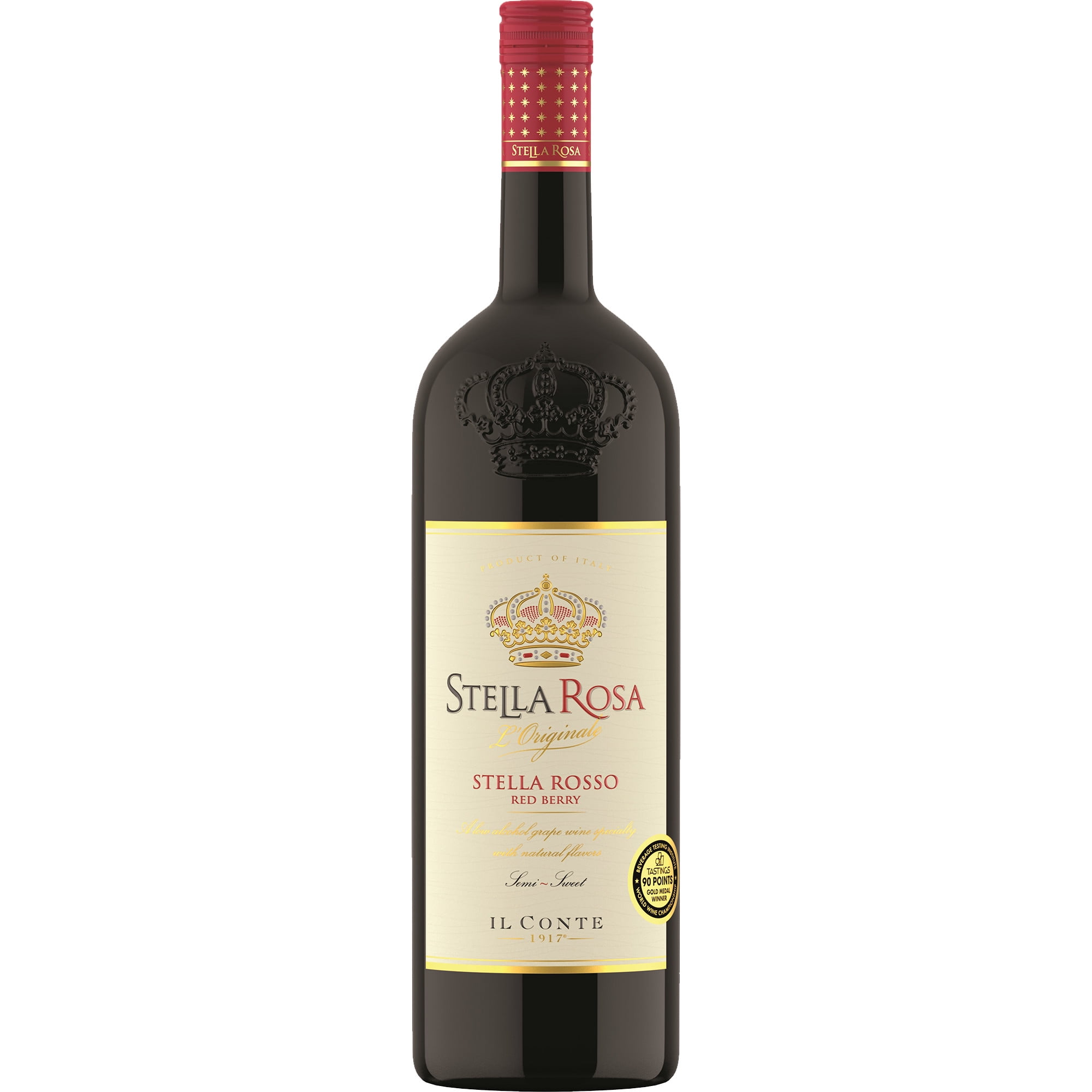 Stella Rosa Rosso Red Berry Semi-Sweet Red Wine, 1.5L Glass Bottle, Piedmont, Italy