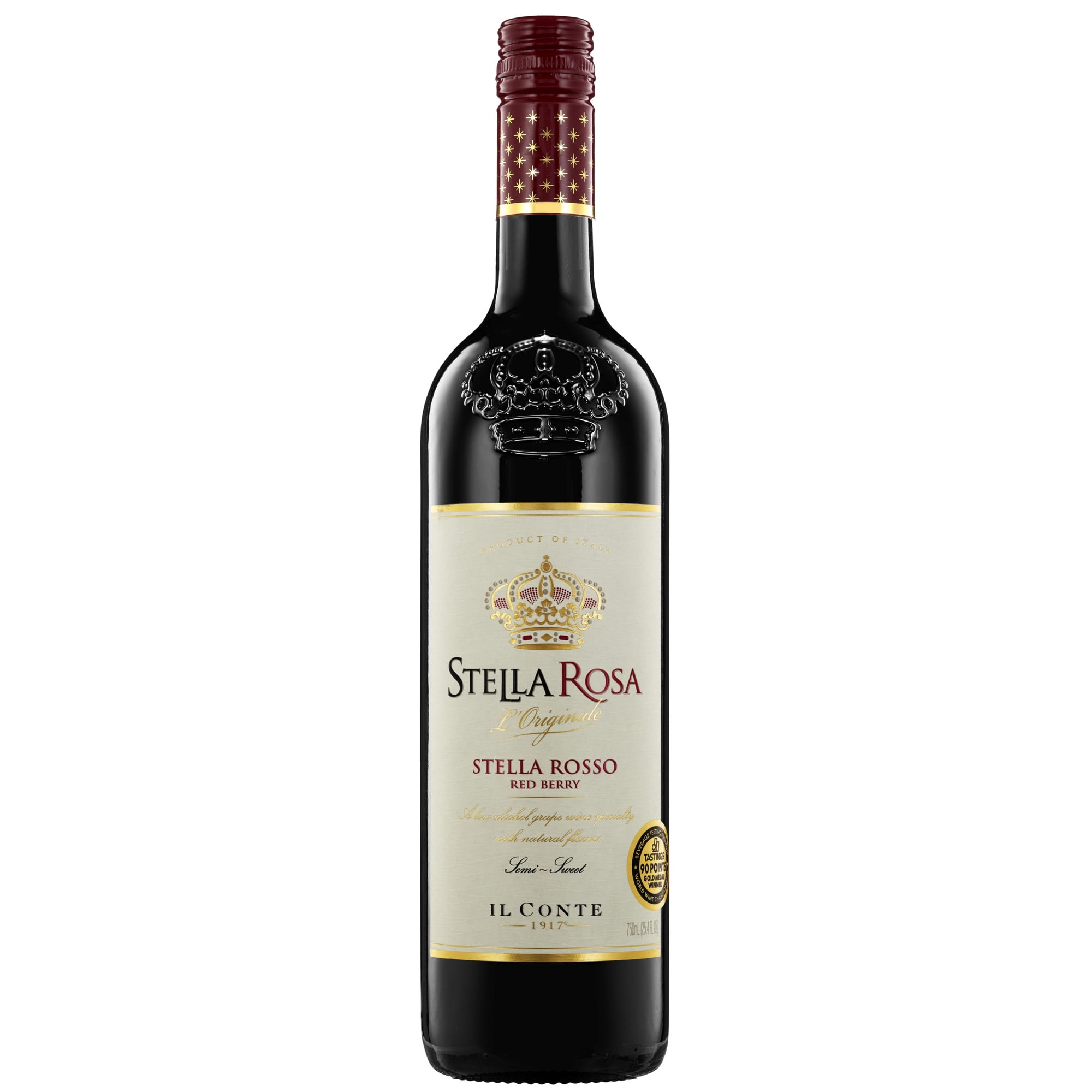 Stella Rosa Rosso Red Berry Semi-Sweet Red Wine, 750ml Glass Bottle, Piedmont, Italy