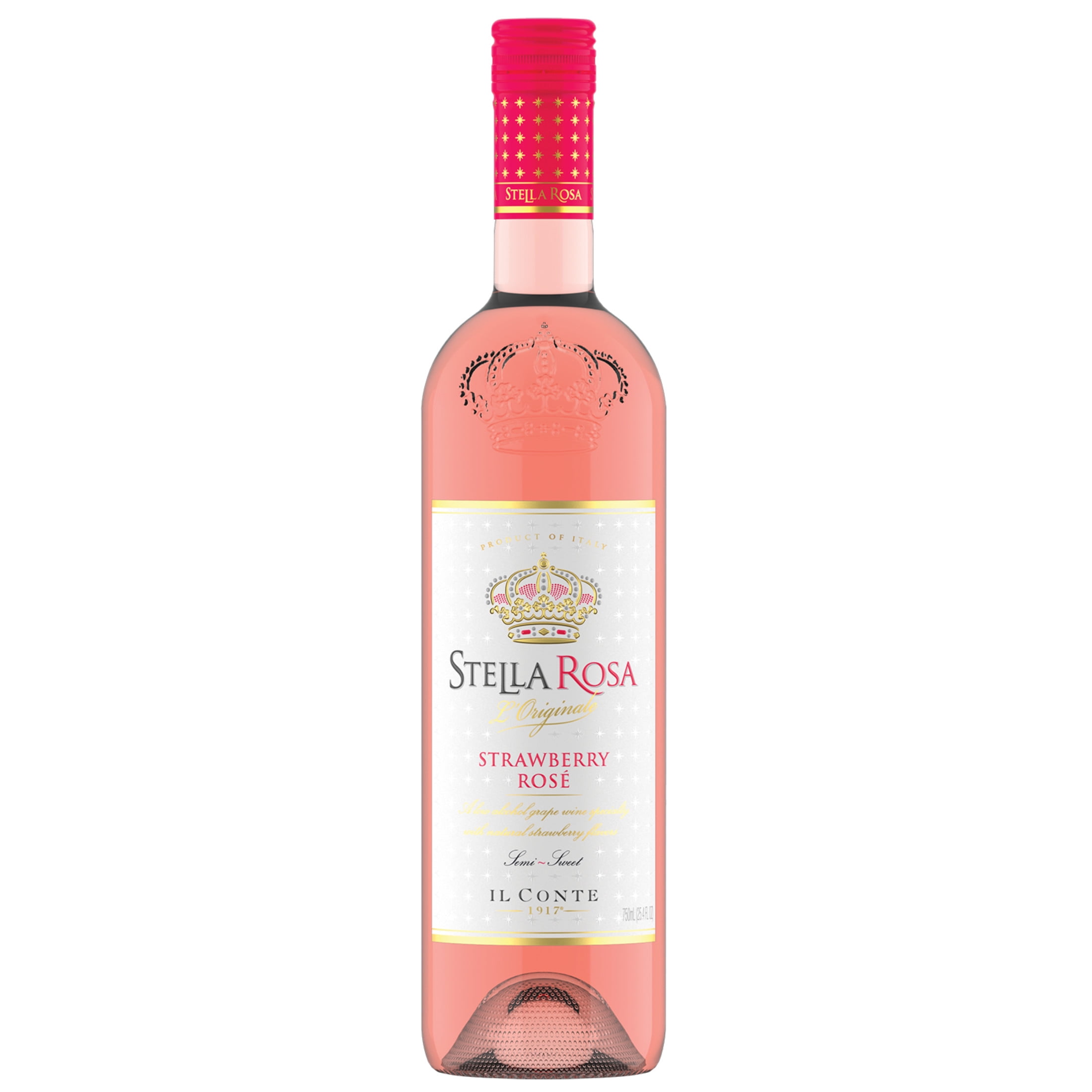 Stella Rosa Strawberry Rose Semi-Sweet Rose Wine, 750ml Glass Bottle, Piedmont Italy
