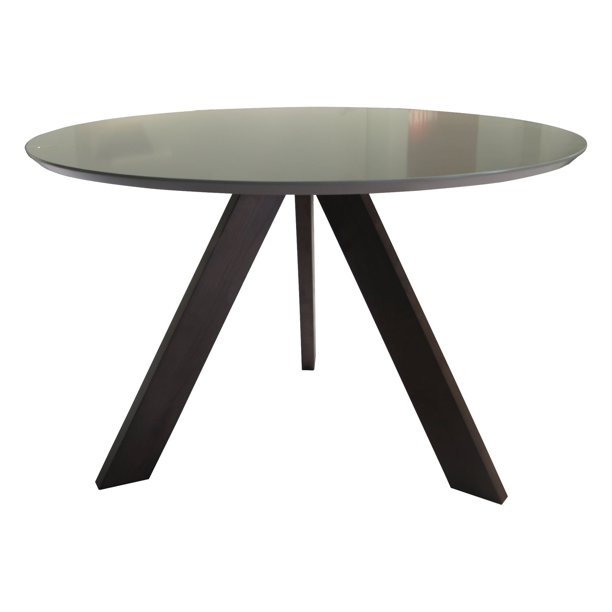 Stella Round Mid Century Modern Matte Gray and Brown Oak Finish Indoor