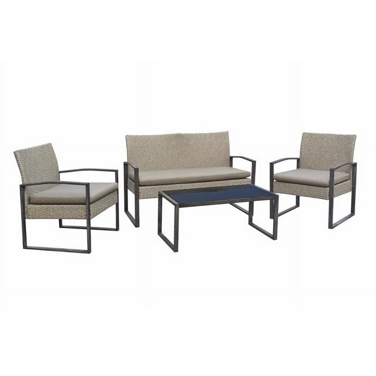 StellaHome STBS02 4 Piece Small Patio Furniture Set, Gray & Tan 23.4