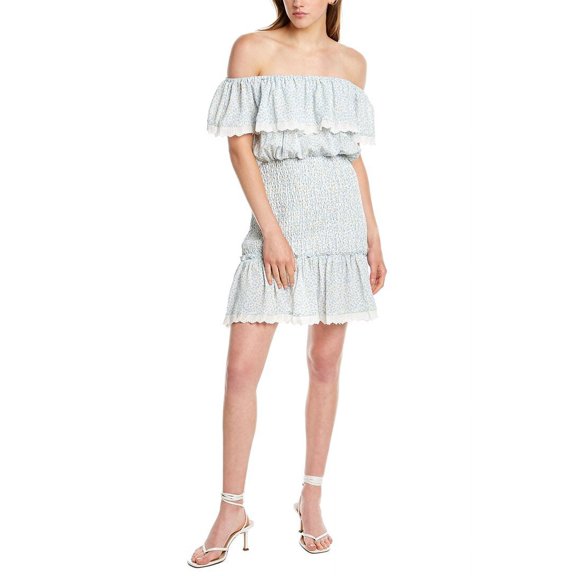 Stellah Womens Smocked Mini Dress, m, Blue, Polyester