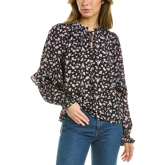 Stellah womens  Ruffle Top, XS, Black