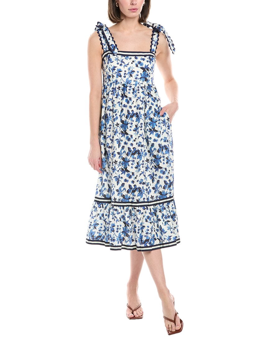 Stellah Tie Shoulder Linen Midi Dress