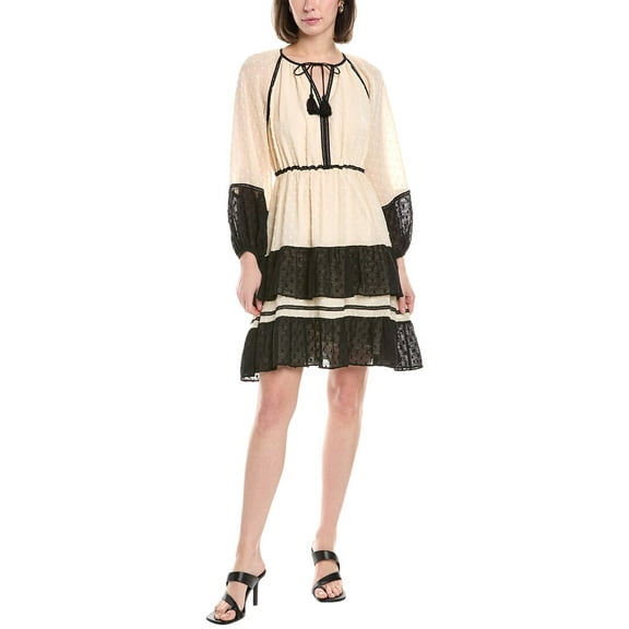 Stellah womens  Tiered Swiss Dot Mini Dress, xs, White