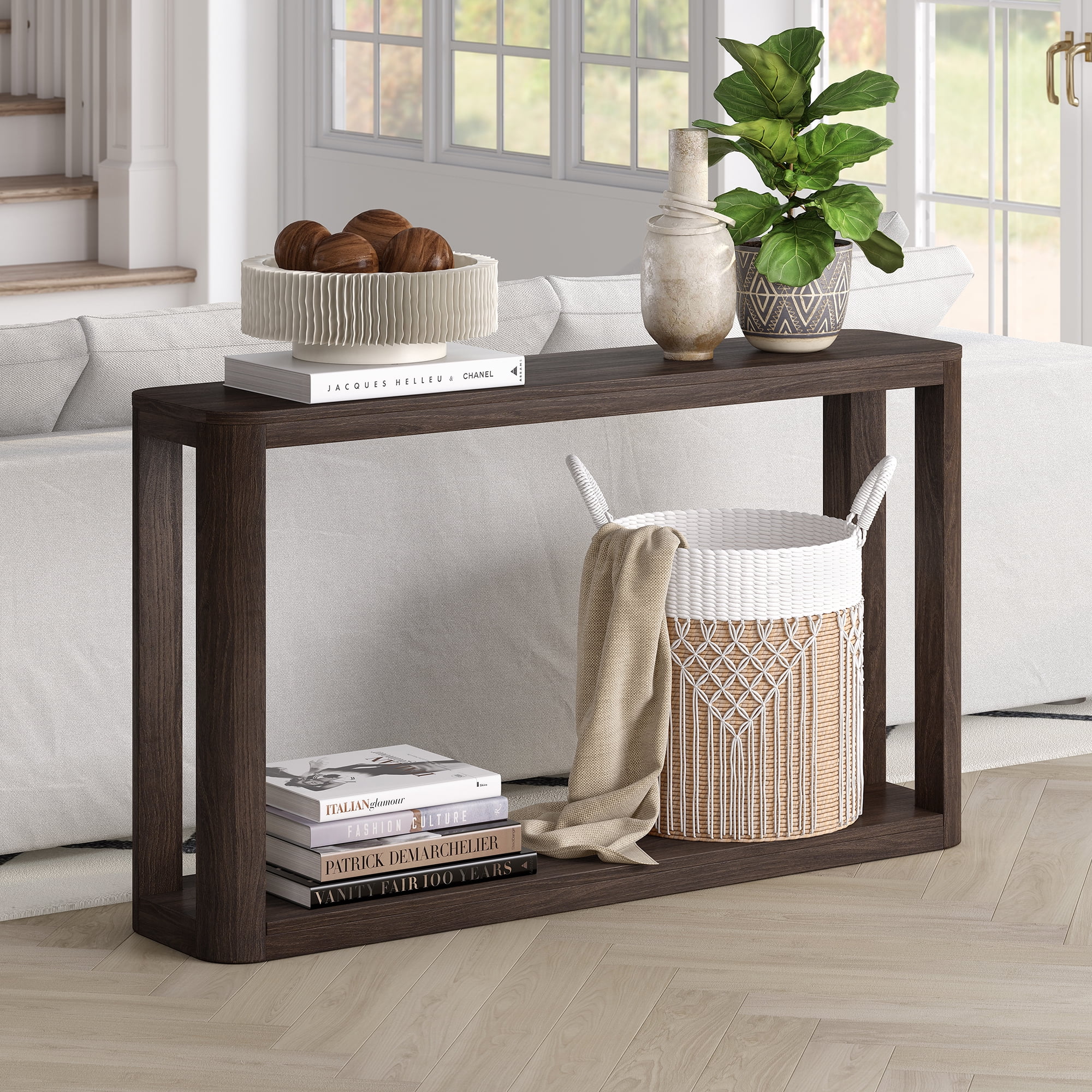 Evelyn&Zoe Modern/Contemporary 52" Wide Alder Brown Console Table