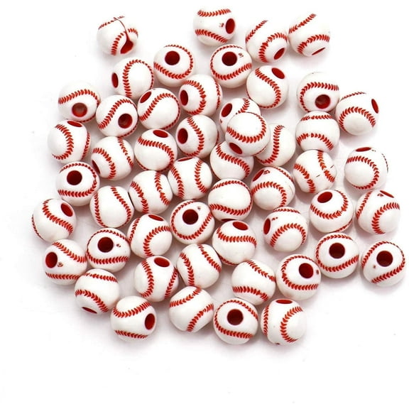 Stellar Baseball (100 PCS) Sports Beads for DIY Necklace Bracelet Jewelry Making Pony Beads