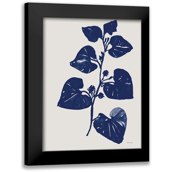 Stellar Design Studio 11x14 Black Modern Framed Museum Art Print Titled - Indigo Botanical II