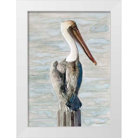 Stellar Design Studio 11x14 White Modern Wood Framed Museum Art Print Titled - Brown Pelican 1