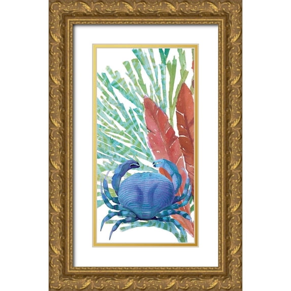 Stellar Design Studio 11x18 Gold Ornate Wood Framed with Double Matting Museum Art Print Titled - Ocean Garden Medley 1