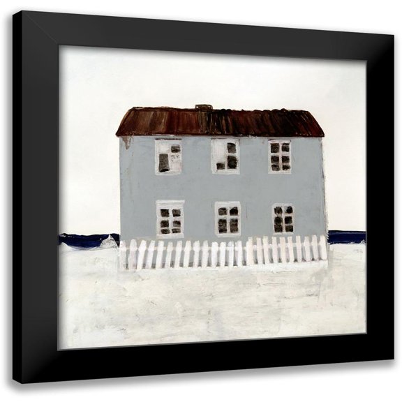 Stellar Design Studio 12x12 Black Modern Framed Museum Art Print Titled - Beach Hut I
