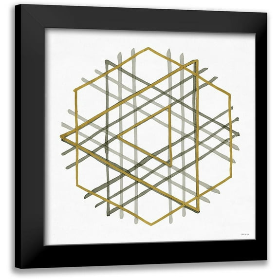Stellar Design Studio 12x12 Black Modern Framed Museum Art Print Titled - Convergent 1