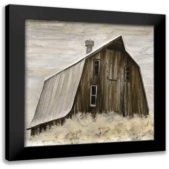 Stellar Design Studio 12x12 Black Modern Framed Museum Art Print Titled - Rustic Barn