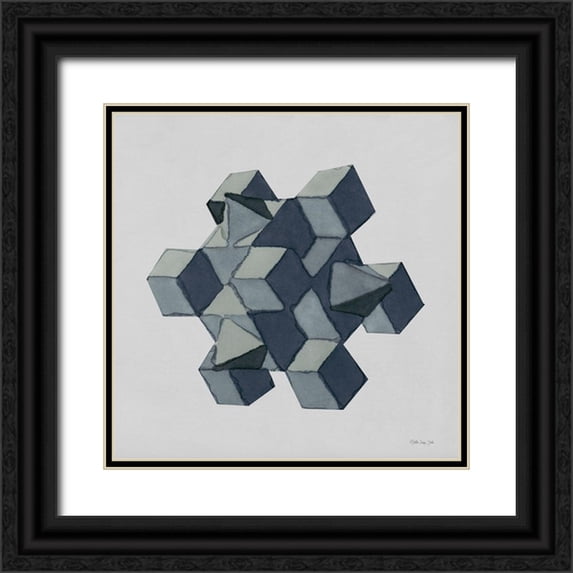 Stellar Design Studio 12x12 Black Ornate Wood Framed with Double Matting Museum Art Print Titled - Geo 4
