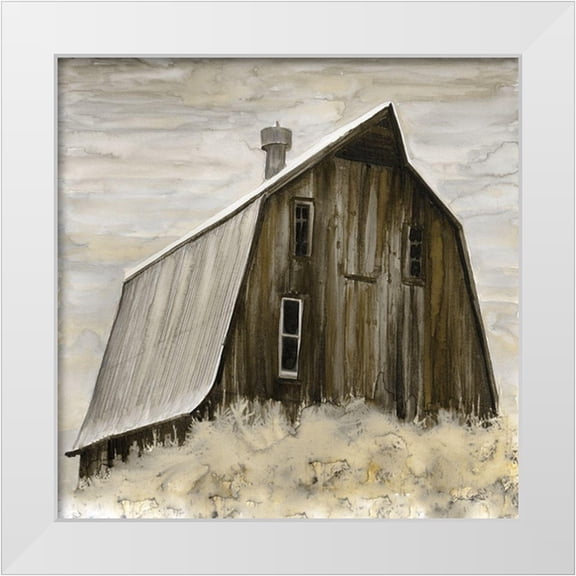 Stellar Design Studio 12x12 White Modern Wood Framed Museum Art Print Titled - Rustic Barn