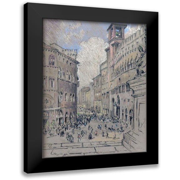 Stellar Design Studio 12x14 Black Modern Framed Museum Art Print Titled - City Square