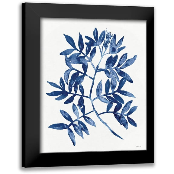 Stellar Design Studio 12x14 Black Modern Framed Museum Art Print Titled - Nature in Indigo 2