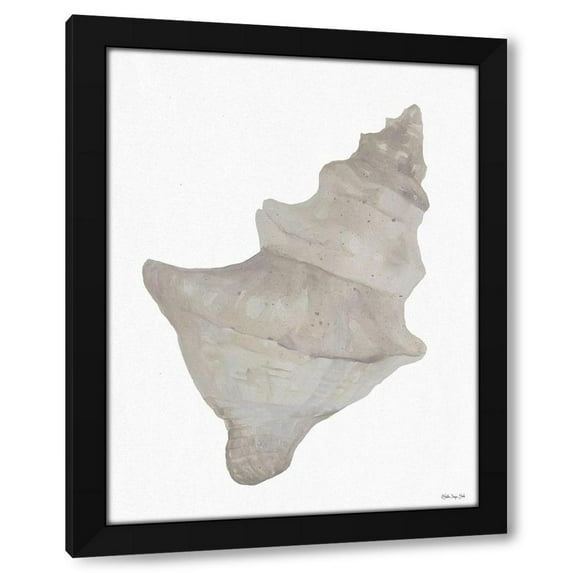 Stellar Design Studio 12x14 Black Modern Wood Framed Wall Art Titled - Neutral Shell 1
