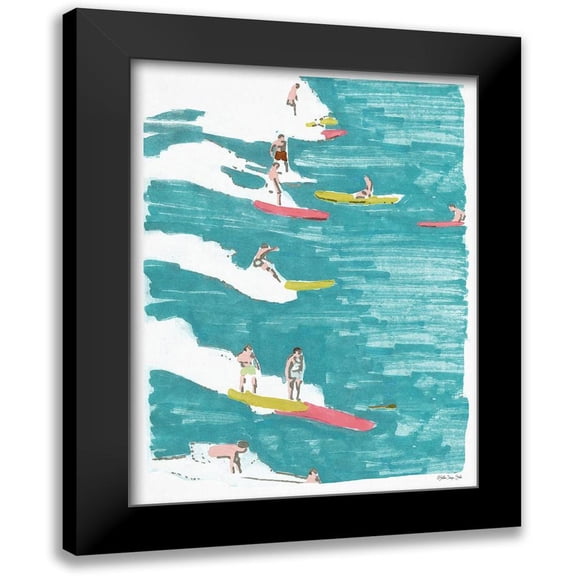 Stellar Design Studio 12x14 Black Modern Framed Museum Art Print Titled - Surfs Up 2