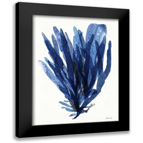 Stellar Design Studio 12x14 Black Modern Framed Museum Art Print Titled - Transparent Indigo Sea Grass II
