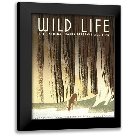 Stellar Design Studio 12x14 Black Modern Framed Museum Art Print Titled - Wild Life