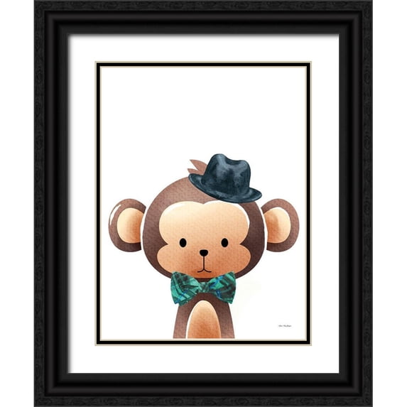 Stellar Design Studio 12x14 Black Ornate Wood Framed with Double Matting Museum Art Print Titled - Mr. Monkey
