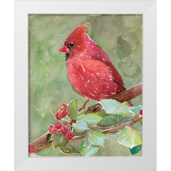 Stellar Design Studio 12x14 White Modern Wood Framed Museum Art Print Titled - Cardinal 2