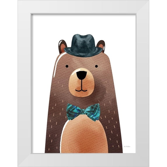 Stellar Design Studio 12x14 White Modern Wood Framed Museum Art Print Titled - Mr. Bear