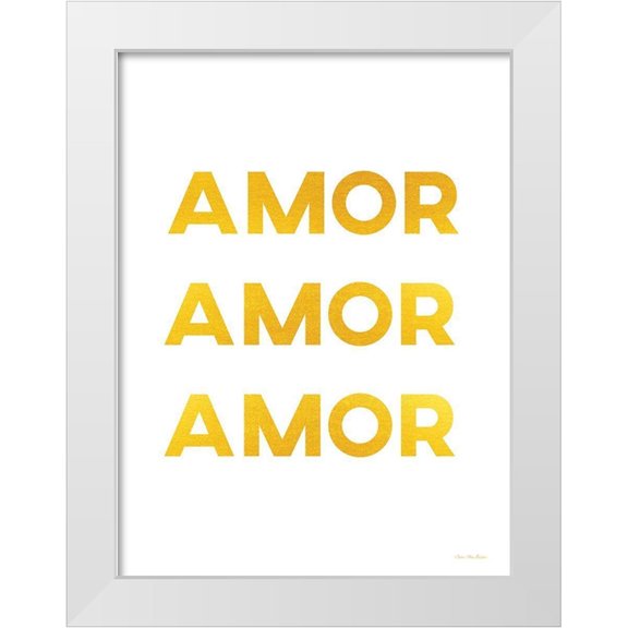 Stellar Design Studio 12x14 White Modern Wood Framed Museum Art Print Titled - Spanish Love Love Love