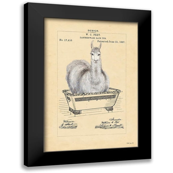 Stellar Design Studio 13x18 Black Modern Framed Museum Art Print Titled - Llama in Tub