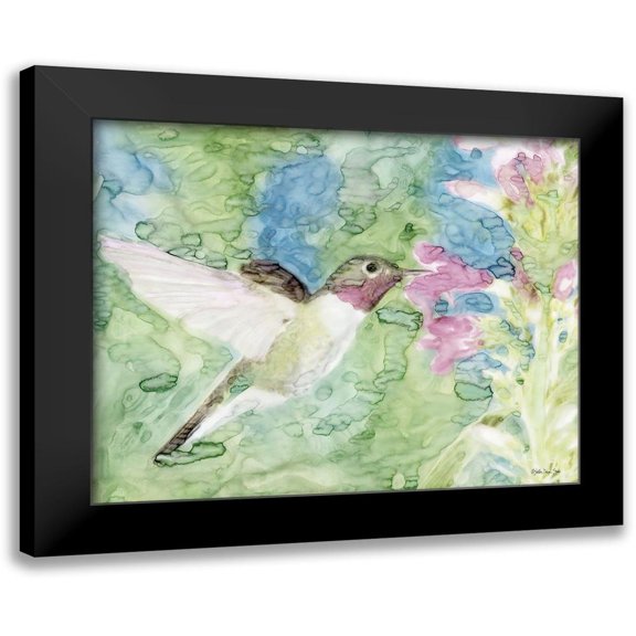 Stellar Design Studio 14x12 Black Modern Framed Museum Art Print Titled - Hummingbird 1