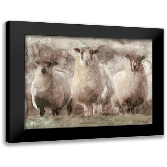 Stellar Design Studio 14x12 Black Modern Framed Museum Art Print Titled - Three Sheep