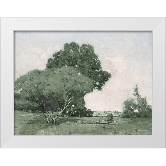 Stellar Design Studio 14x12 White Modern Wood Framed Museum Art Print Titled - Green Trees