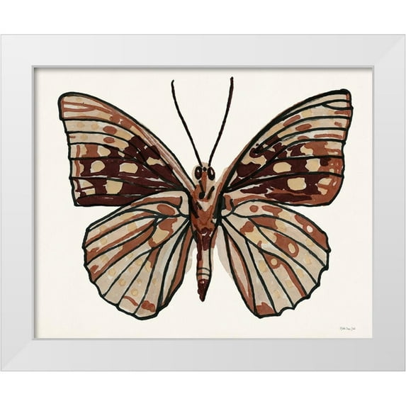 Stellar Design Studio 14x12 White Modern Wood Framed Museum Art Print Titled - Papillon 1