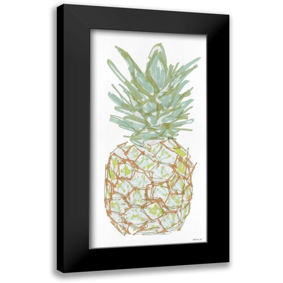 Stellar Design Studio 14x24 Black Modern Framed Museum Art Print Titled - Sketchy Pineapple 2