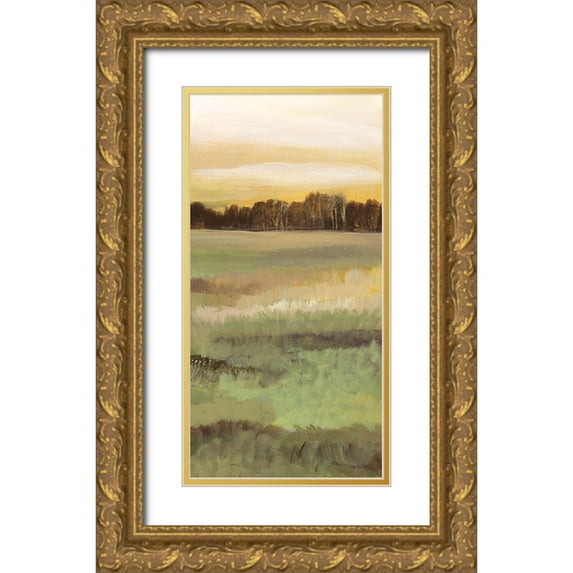 Stellar Design Studio 14x24 Gold Ornate Wood Framed with Double Matting Museum Art Print Titled - Land 5