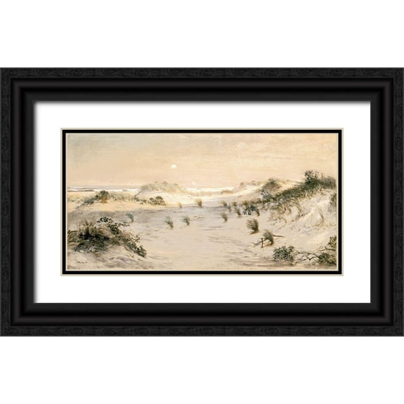 Stellar Design Studio 14x9 Black Ornate Wood Framed with Double Matting Museum Art Print Titled - Beach Dunes