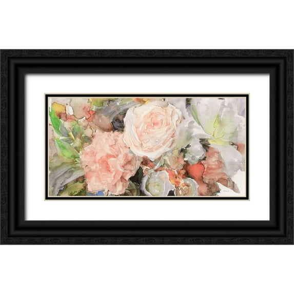 Stellar Design Studio 14x9 Black Ornate Wood Framed with Double Matting Museum Art Print Titled - Floral Beauty
