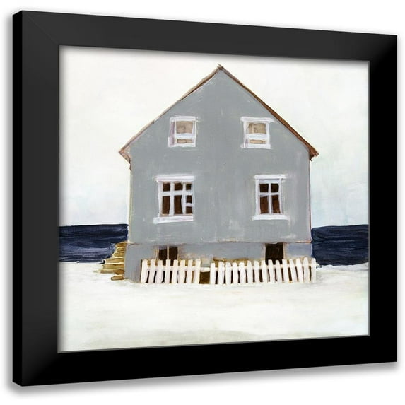 Stellar Design Studio 15x15 Black Modern Framed Museum Art Print Titled - Beach Hut II