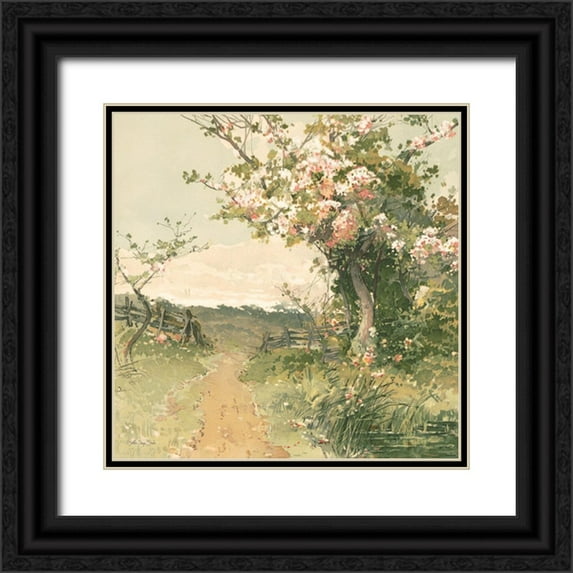 Stellar Design Studio 15x15 Black Ornate Wood Framed with Double Matting Museum Art Print Titled - Country Pond 5
