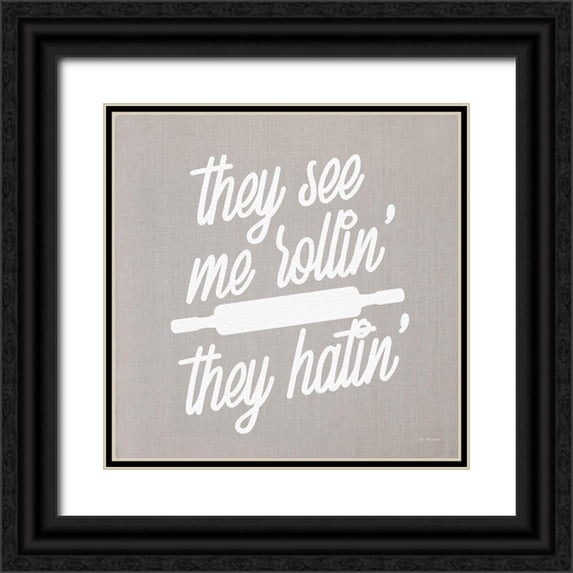 Stellar Design Studio 15x15 Black Ornate Wood Framed with Double Matting Museum Art Print Titled - They See Me Rollin They Hatin