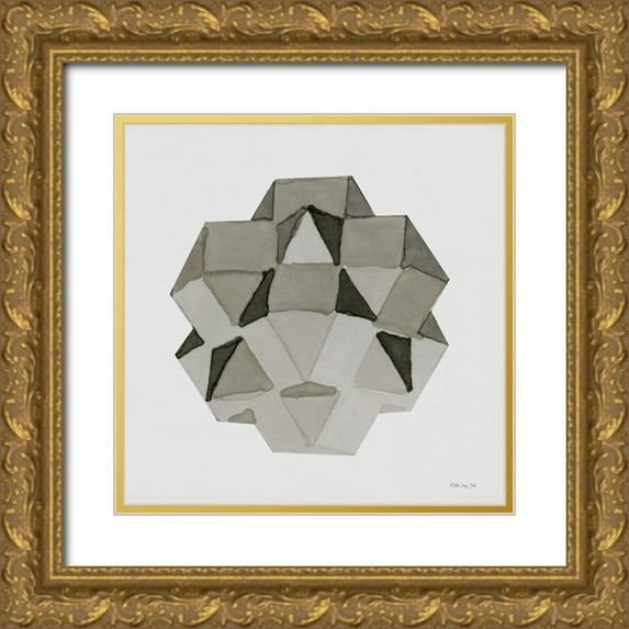 Stellar Design Studio 15x15 Gold Ornate Wood Framed with Double Matting Museum Art Print Titled - Geo 1